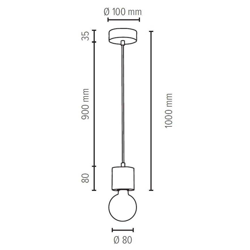 Lestenec na vrvici PINO 1xE27/60W/230V bor - FSC certifikat
