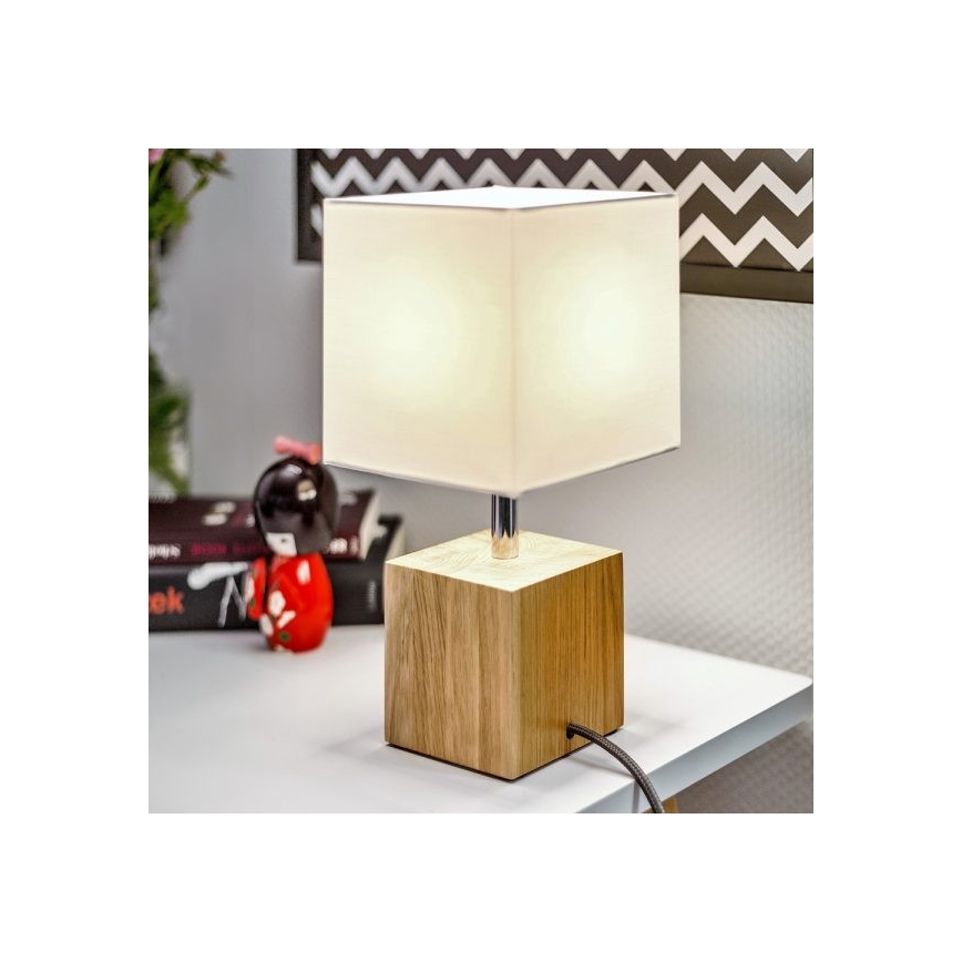 Namizna svetilka TRONGO SQUARE 1xE27/25W/230V hrast - FSC certifikat
