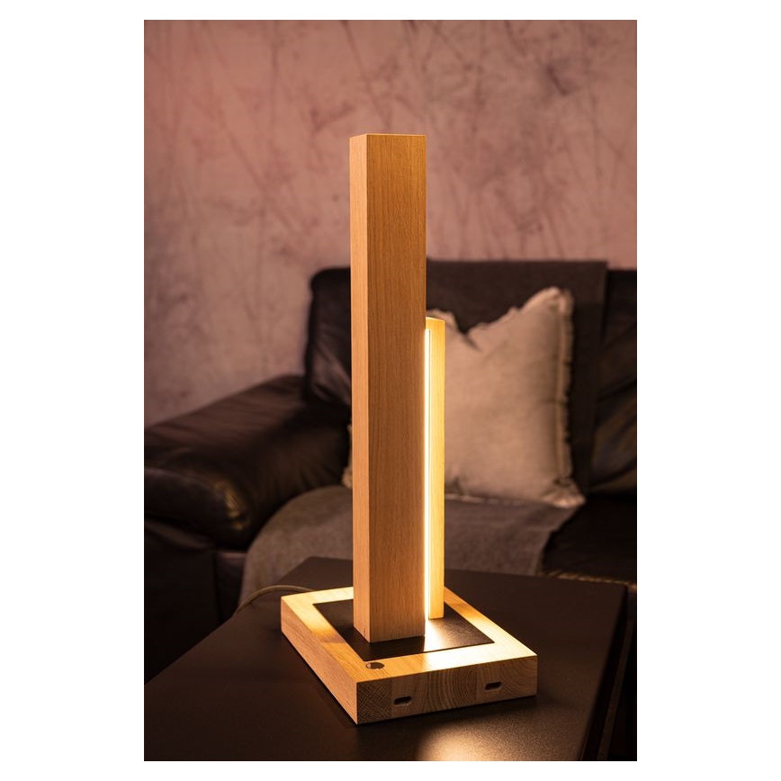 LED Zatemnitvena namizna svetilka SOHO BLACK LED/10W/230V 45 cm hrast – FSC certifikat