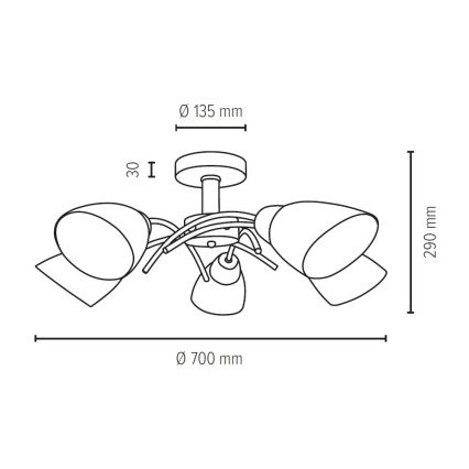 Lestenec VILETTA 5xE27/40W/230V hrast - FSC certifikat