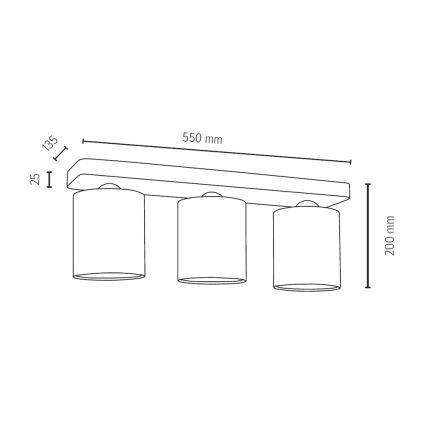 Stropna svetilka JENTA 3xE27/25W/230V hrast - FSC certifikat