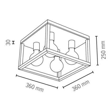 Stropna svetilka KAGO 4xE27/60W/230V hrast - FSC certifikat