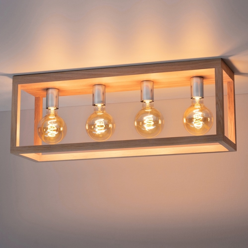 Stropna svetilka KAGO 4xE27/60W/230V mat hrast - FSC certifikat
