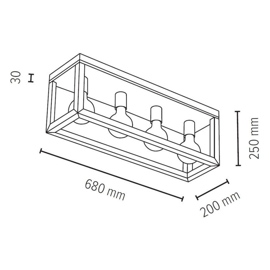 Stropna svetilka KAGO 4xE27/60W/230V matni hrast