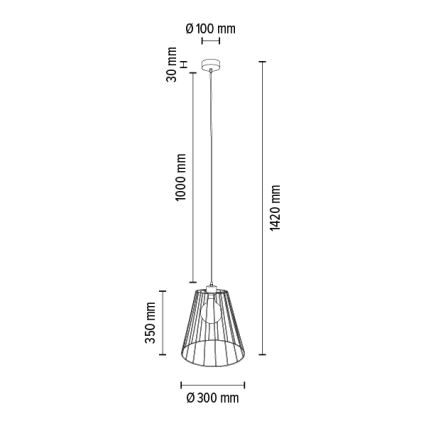 Lestenec na vrvici ORAZIO 1xE27/60W/230V hrast - FSC certifikat
