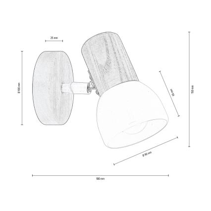 Stenski reflektor NEL 1xE27/15W/230V bor - FSC certifikat