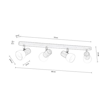 Stropni reflektor NEL 4xE27/15W/230V bor - FSC certifikat