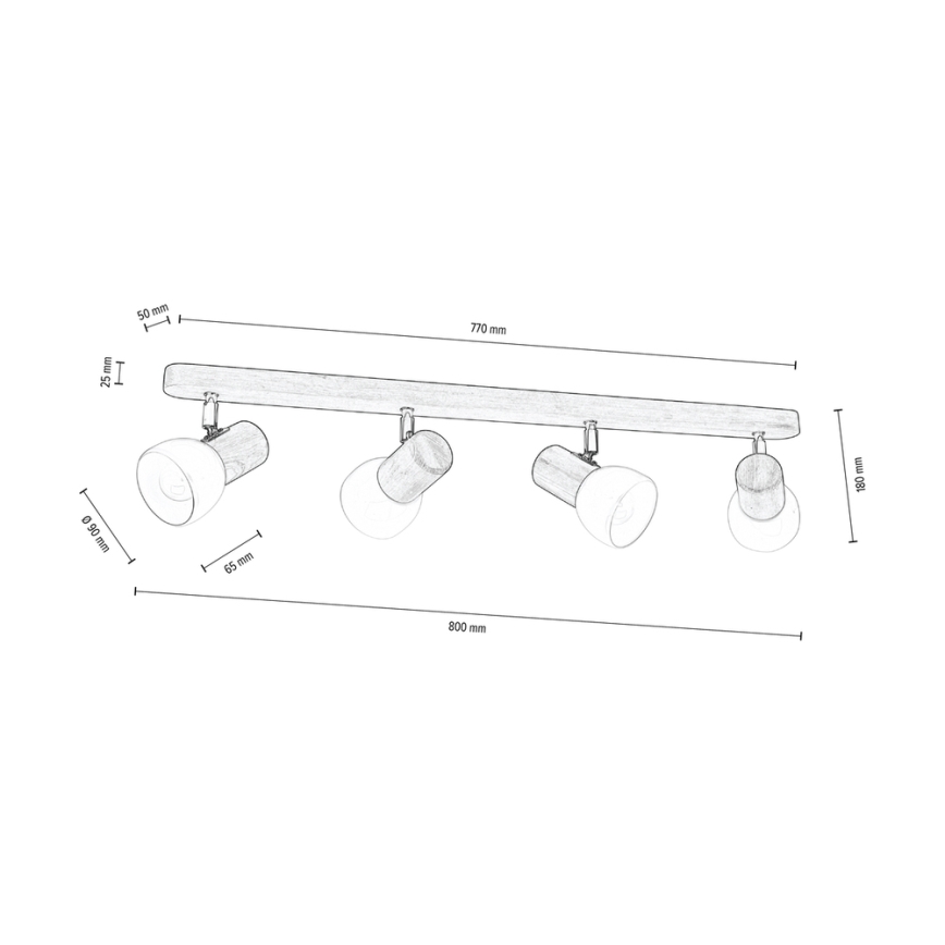 Stropni reflektor NEL 4xE27/15W/230V bor