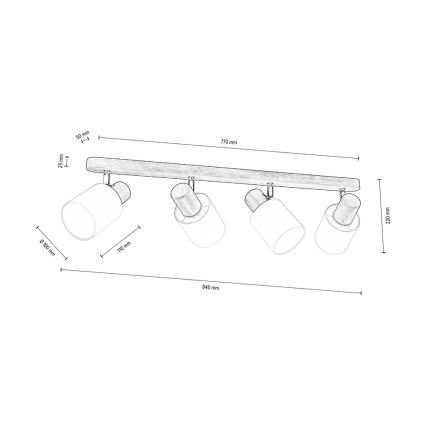 Stropni reflektor TRENDY 4xE27/15W/230V bor - FSC certifikat