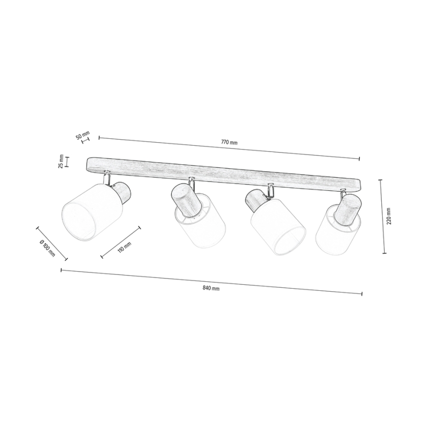 Stropni reflektor TRENDY 4xE27/15W/230V bor
