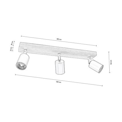 Stropni reflektor MANARA 3xGU10/5W/230V bor - FSC certifikat