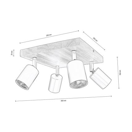 Stropni reflektor MANARA 4xGU10/5W/230V bor - FSC certifikat