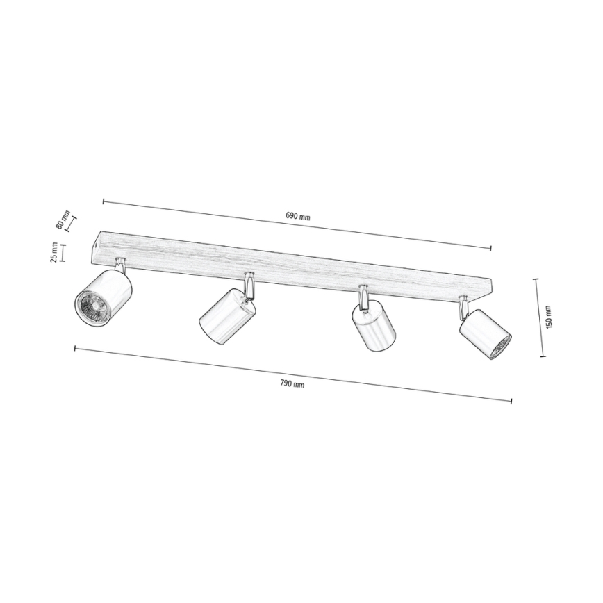 Stropni reflektor MANARA 4xGU10/5W/230V bor