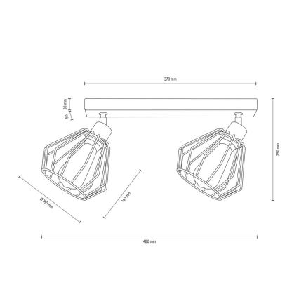 Stropni reflektor VENTI 2xE27/15W/230V hrast - FSC certifikat