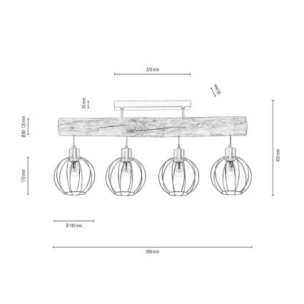 Lestenec BERIS 4xE27/25W/230V bor - FSC certifikat