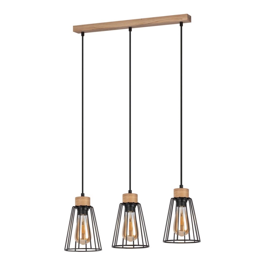 Spot-Light - Lestenec na vrvici ORAZIO 3xE27/60W/230V hrast