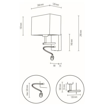 Fleksibilna svetilka BOHO 1xE27/25W + LED/1W/230V hrast – FSC certifikat