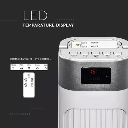 Stebrni ventilator s kazalcem temperature in daljinskim upravljalnikom 55W/230V