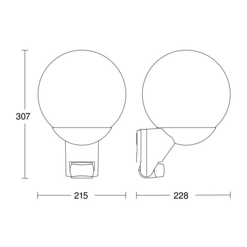 STEINEL 005535 - Zunanja stenska svetilka s senzorjem L585S 1xE27/60W črna IP44