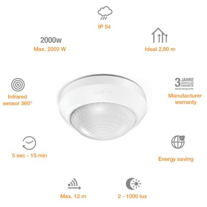 STEINEL 006532 - Zunanji senzor gibanja IS360-3 bel IP54