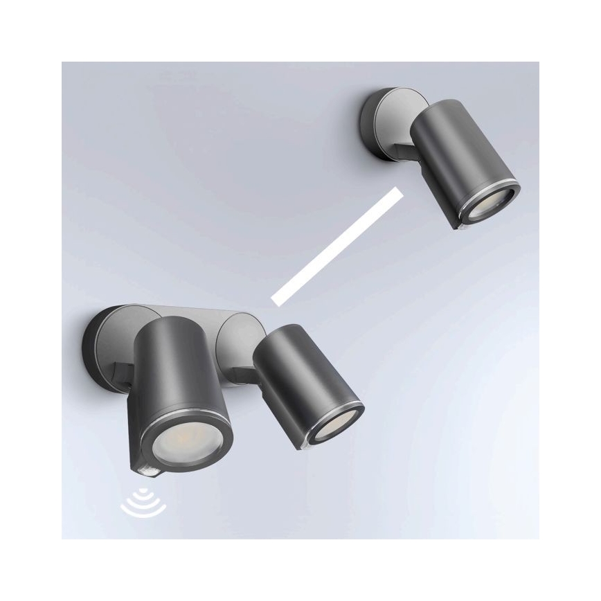 STEINEL 058654 - LED Zunanja stenska svetilka s senzorjem SPOT DUO 2xGU10/7,5W/230V IP44