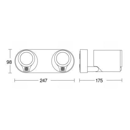 STEINEL 058654 - LED Zunanja stenska svetilka s senzorjem SPOT DUO 2xGU10/7,5W/230V IP44