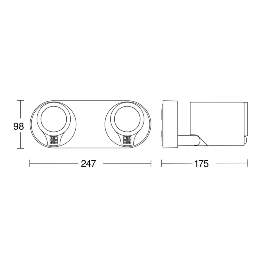 STEINEL 058654 - LED Zunanja stenska svetilka s senzorjem SPOT DUO 2xGU10/7,5W/230V IP44