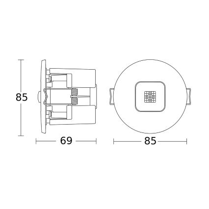 Steinel 067144 - Detektor prisotnosti Vgradni IR MICRO OFFICE DALI2