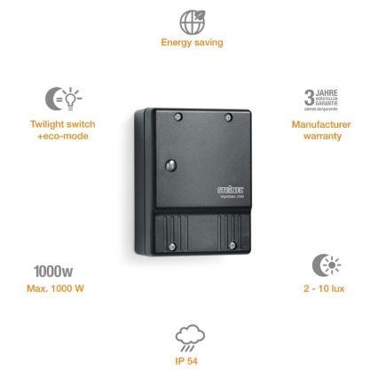 STEINEL 550318 - Stikalo za mrak NightMatic 2000 črna IP54