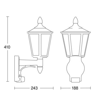 Steinel 617813 - Zunanja senzorska stenska svetilka L 15 1xE27/60W/230V IP44