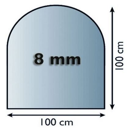 Steklo pod kaminom 1000x1000x8 mm semi-arch