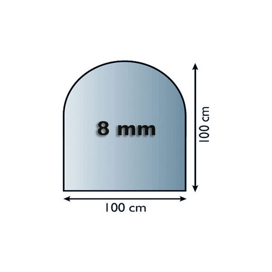 Steklo pod kaminom 1000x1000x8 mm semi-arch