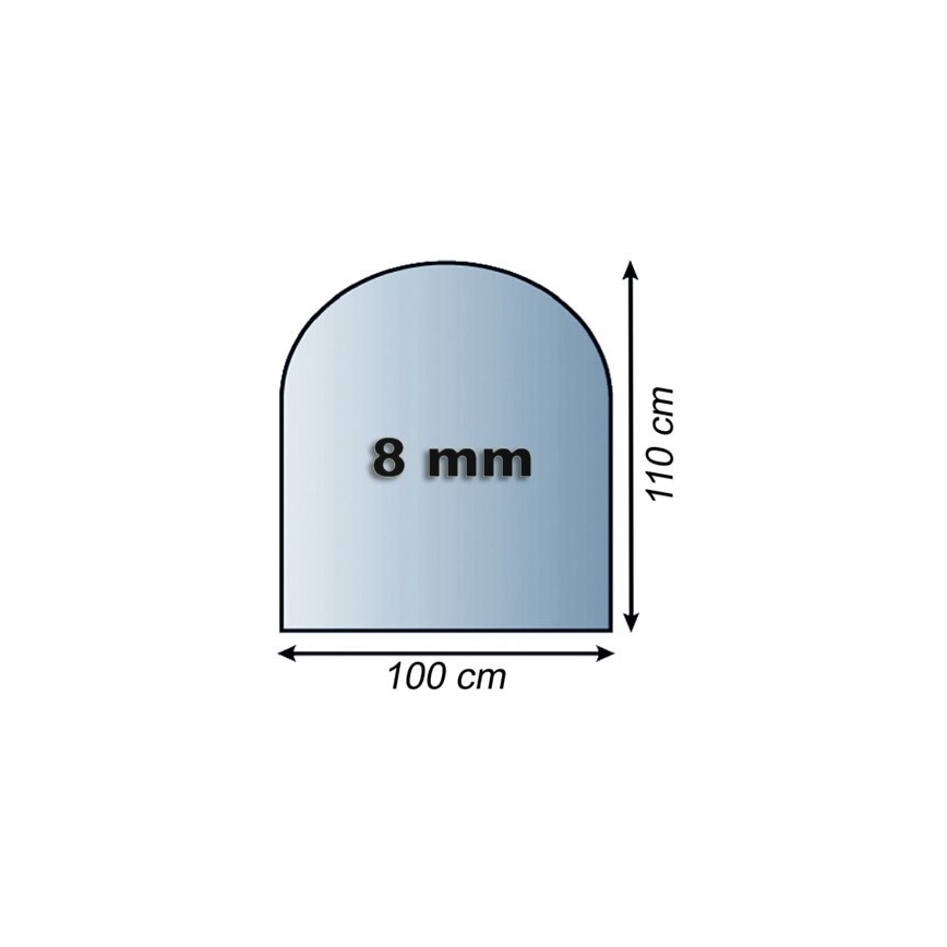 Steklo pod kaminom 1100x1000x8 mm semi-arch