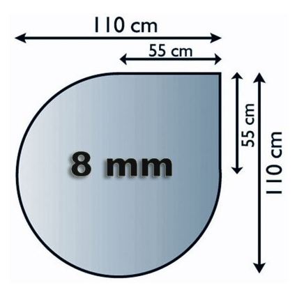 Steklo pod kaminom 1100x1100x8 mm tear