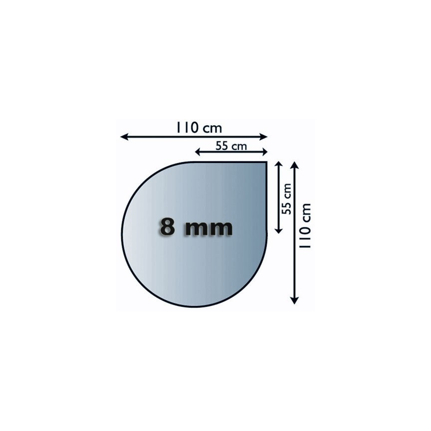 Steklo pod kaminom 1100x1100x8 mm tear