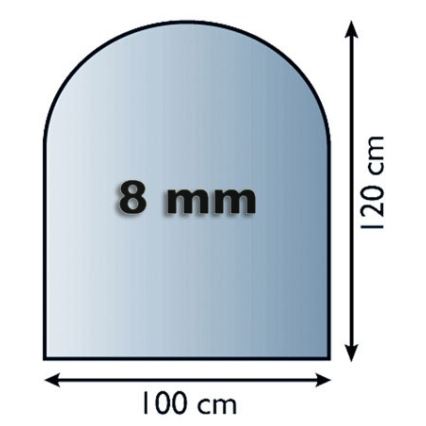 Steklo pod kaminom 1200x1000x8 mm semi-arch