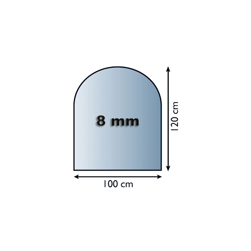 Steklo pod kaminom 1200x1000x8 mm semi-arch