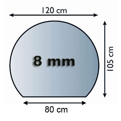 Steklo pod kaminom 1200x1050x8 mm semicircular