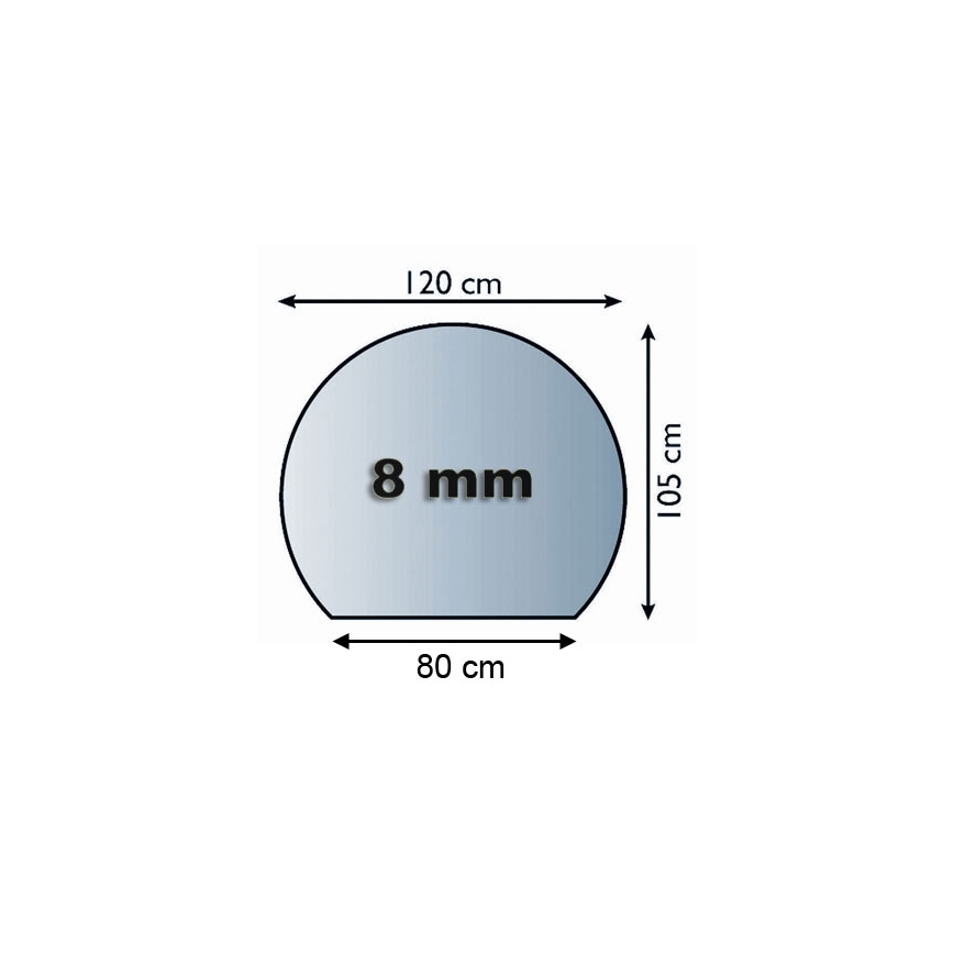 Steklo pod kaminom 1200x1050x8 mm semicircular