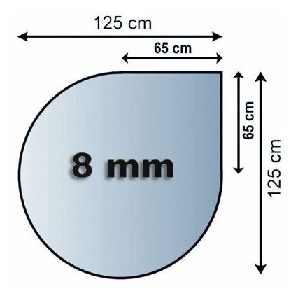 Steklo pod kaminom 1250x1250x8 mm tear
