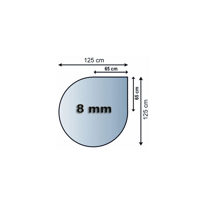 Steklo pod kaminom 1250x1250x8 mm tear