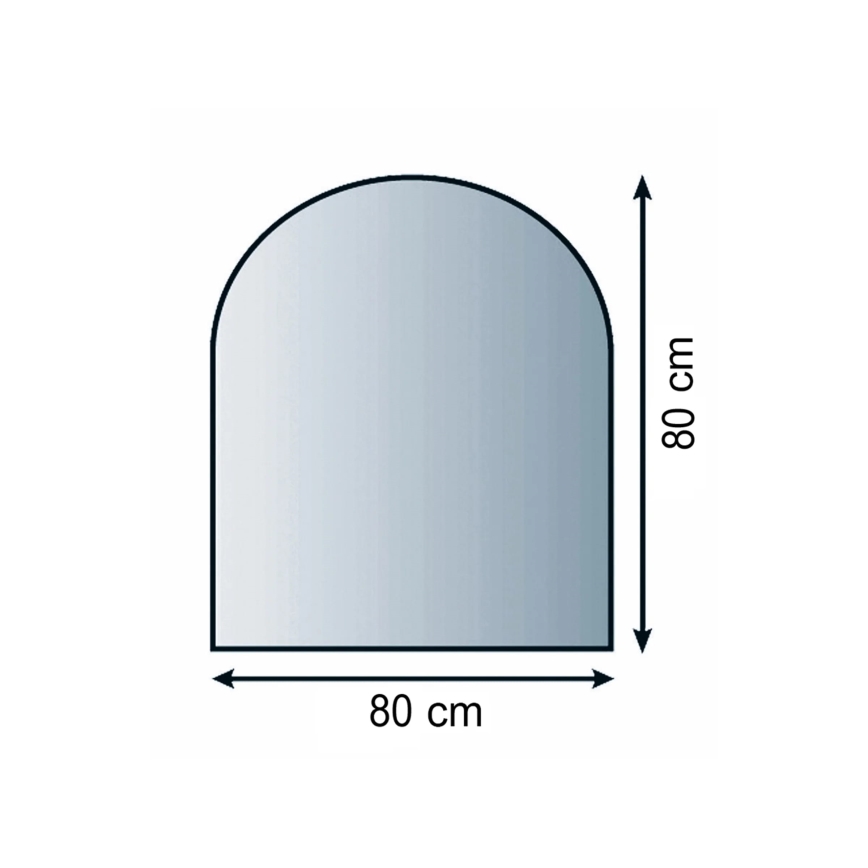 Steklo pod kaminom 800x800x8 mm semi-arch