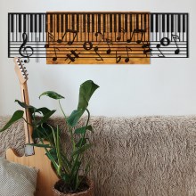 Stenska dekoracija 100x30 cm klavir les/kovina