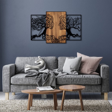 Stenska dekoracija 125x79 cm Trees of life les/kovina