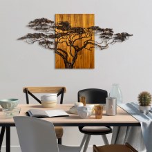 Stenska dekoracija 144x70 cm drevo les/kovina