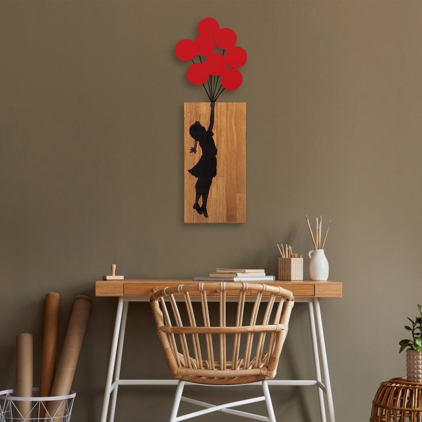 Stenska dekoracija 34x99 cm punca les/kovina