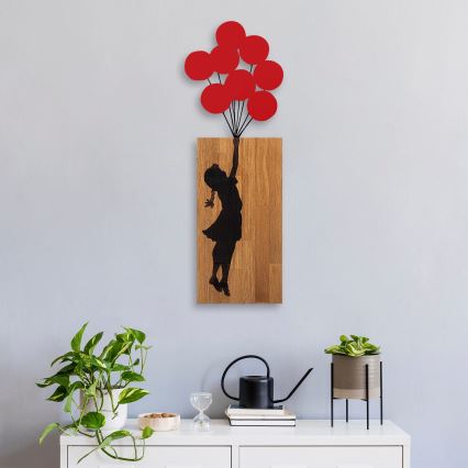 Stenska dekoracija 34x99 cm punca les/kovina