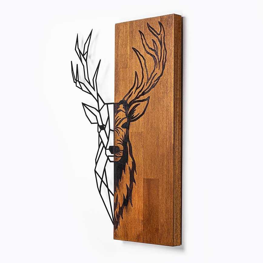 Stenska dekoracija 36x58 cm jelen les/kovina