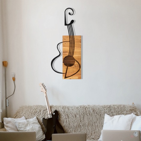 Stenska dekoracija 39x93 cm kitara les/kovina