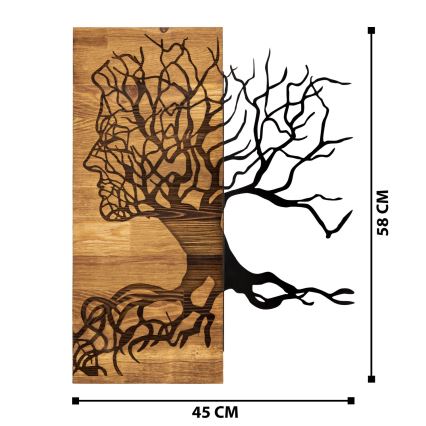 Stenska dekoracija 45x58 cm Tree of Life les/kovina